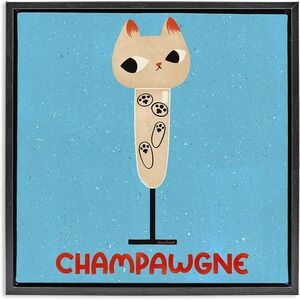 Stupell Home Decor Champawgne Feline Wine Glass Wall Art
